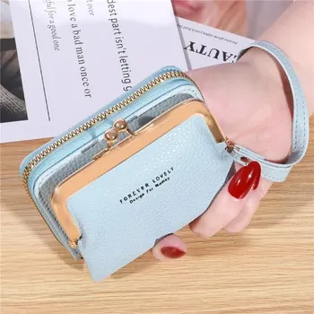 Peněženka Dámská kožená peněženka na karty | peněženka na zip - modrý