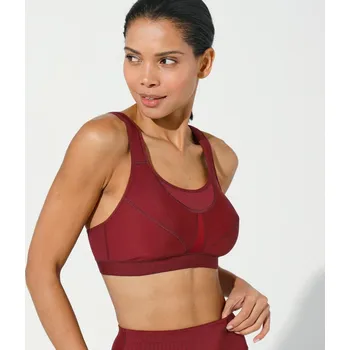 Podprsenka Blancheporte Sportovní podprsenka ze strečového úpletu a tylové síťoviny, bolerkový střih bez kostic černý rybíz 95C