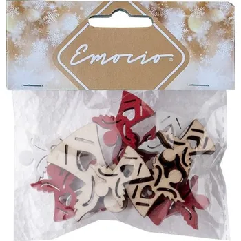 Vánoční dekorace Dekorace dřevo 15 ks 37x40/23x25 mm anděl, přírodní, červená, bílá 14 gram