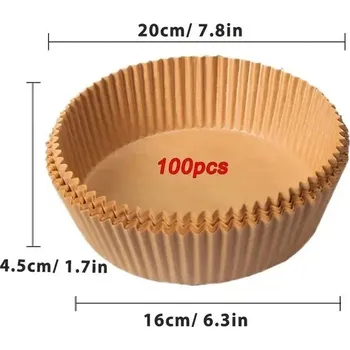 Pečicí papír Jednorázové papíry do horkovzdušné fritézy | pečicí papíry, kuchyňské doplňky - 100ks hnědé