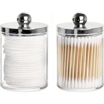 Úložný box Úložný box na vatové tampony a tyčinky | Koupelnový organizér - Čiré 2ks