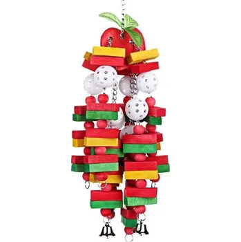 Hračka pro ptáka Hračka pro papoušky - dřevěné kostky | ptačí hračky, houpací hračka - Jablko