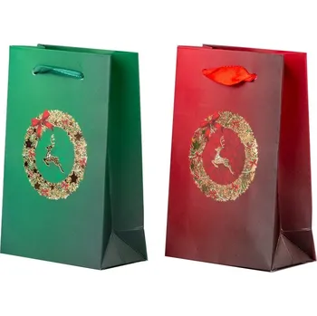 Dárková taška Taška dárková 100x150 mm motiv věnečku se srncem mix , zelená, červená