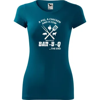 Dámské oblečení DOBRÝ TRIKO Dámské tričko BAR-B-Q Velikost: S, Barva: Petrolejová
