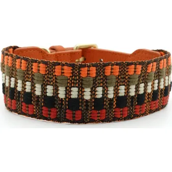 Obojek pro psa Kombinovaný barevný kožený obojek - jemný Barva: Oranžová, Velikost: 26 - 32 cm