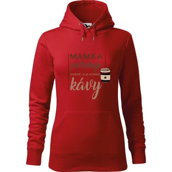 Dámská mikina DOBRÝ TRIKO Mikina s potiskem a kapucí Mamka potřebuje kávu Velikost dámské mikiny: L, Barva: Červená