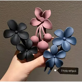 Sada 3 velkých skřipců ve tvaru květiny (Vlasové doplňky )