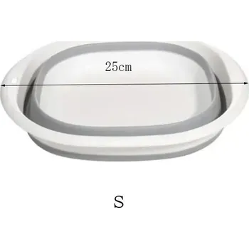 Umyvadlo Plastová skládací mísa do koupelny | přenosné umyvadlo, skládací lavor - Šedá-S