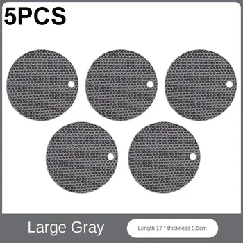 Chňapka Izolační silikonová podložka proti skluzu | Kuchyňské potřeby - Šedá - 5ks,17 cm x 0,5 cm