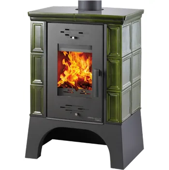 Krbová kamna Haas+Sohn Kachlová kamna EBOLI, zelená, podstavec černý