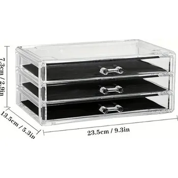 Akrylový organizér na stůl s držákem tužek | Kancelářský stojan, Stolní zásuvka - 3 vrstvy