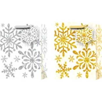 Dárková taška Taška dárková 100x150 mm vločky mix, stříbrná, zlatá