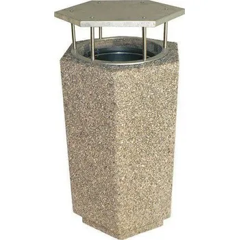 Venkovní odpadkový koš PROFIBA Betonový koš šestihranný + vložka + stříška bez popelníku