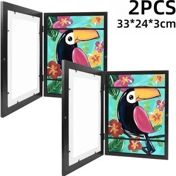 Rám na obraz Dětské rámečky na obrázky a kresby | Fotorámečky - Černá 2ks