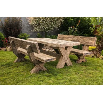 Zahradní sestava PROFIBA Betonové posezení Blansko 120 cm - imitace dřeva