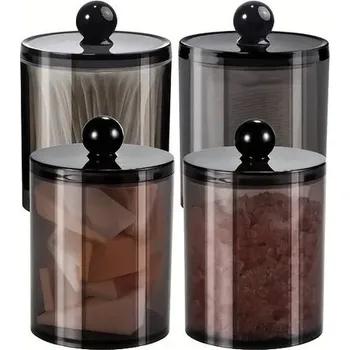 Úložný box Plastový organizér do koupelny | Úložný box, Dóza - Černá 4ks