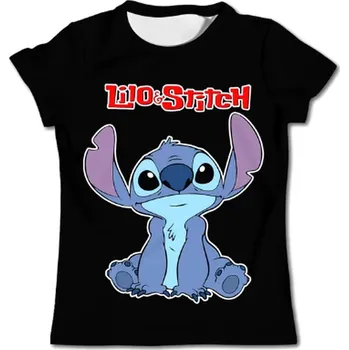 Dětské tričko s potiskem Lilo & Stitch (vel. od 1 roku do 14 let) - různé barvy a potisky Barva: TX-PD230 černá, Velikost: 130 (7-8 let)