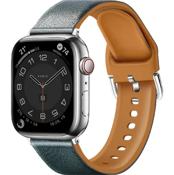 Příslušenství k chytrým hodinkám Řemínek z umělé kůže pro Apple Watch 42/44/45/46/49mm Barva: Tmavě zelená