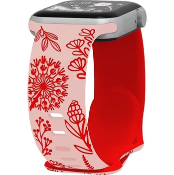 Řemínek gravírované pampelišky pro Apple Watch 42/44/45/46/49mm Barva: Růžovo-červená