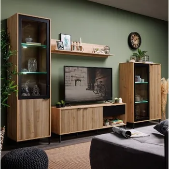 Obývací stěna Obývací stěna s osvětlením Nautille - dub/černá