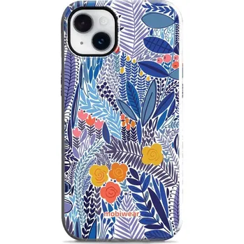 Pouzdro na mobilní telefon Odolný obal Mobiwear Elite Pro - Apple iPhone 14 Plus - EP03E Modrá květena (Odolné pouzdro, obal kryt Mobiwear Elite Pro - maximální ochrana mobilu, zesílené hrany, přesné výřezy, pohodlné držení, odolná grafika, kvalitní materiály)