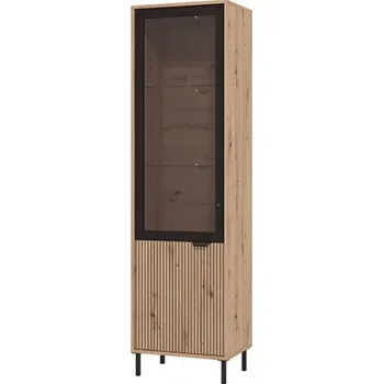 Knihovna Vysoká vitrína s osvětlením Nautille - dub/černá