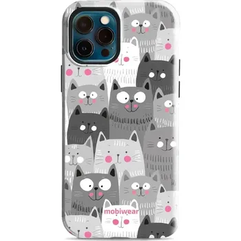 Pouzdro na mobilní telefon Odolný obal Mobiwear Elite Pro - Apple iPhone 12 / 12 Pro - E099E Kočičky (Odolné pouzdro, obal kryt Mobiwear Elite Pro - maximální ochrana mobilu, zesílené hrany, přesné výřezy, pohodlné držení, odolná grafika, kvalitní materiály)