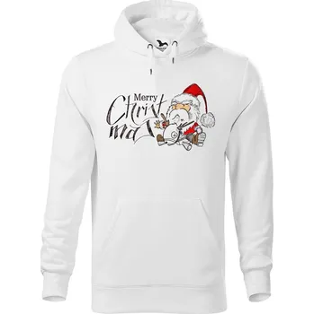 Pánská mikina DOBRÝ TRIKO Pánská mikina s potiskem Merry Christmas Velikost pánské mikiny: L, Barva: Bílá