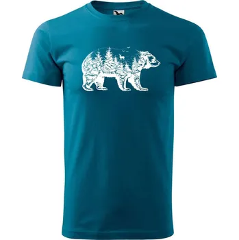 DOBRÝ TRIKO Pánské tričko s potiskem Medvěd Velikost: L, Barva: Petrolejová