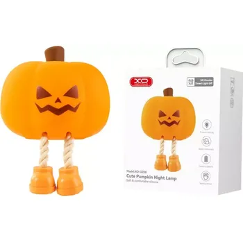 Lampička LED noční lampička XO-OZ08 Dýně, 3 režimy světla, časovač, stojánek, silikonová, barva oranžová