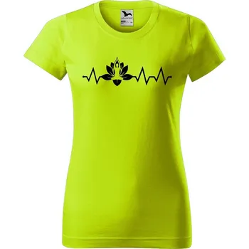 Dámské oblečení DOBRÝ TRIKO Dámské tričko s potiskem Tep jóga Barva: Limetková, Velikost: M