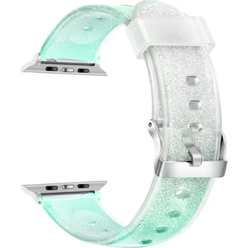Průhledný třpytivý řemínek pro Apple Watch 42/44/45/46/49mm Barva náramku: Zelená