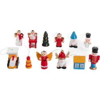 Příbor Home Styling Collection Sada dřevěných vánočních ozdob, 12 ks, vícebarevné