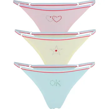 Kalhotky Murriel bavlněná tanga s kamínky - 3ks M vícebarevná