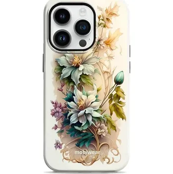 Pouzdro na mobilní telefon Odolný obal Mobiwear Elite Pro - Apple iPhone 14 Pro - E014E Krémové květy (Odolné pouzdro, obal kryt Mobiwear Elite Pro - maximální ochrana mobilu, zesílené hrany, přesné výřezy, pohodlné držení, odolná grafika, kvalitní materiály)