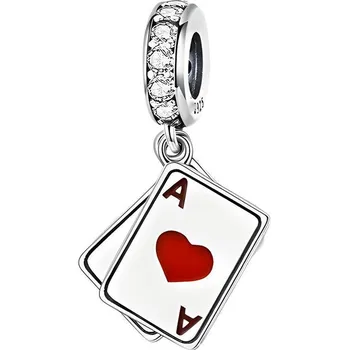 Přívěsek 4U Stříbrný přívěsek korálek hrací karty