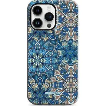 Pouzdro na mobilní telefon Odolný obal Mobiwear Elite Pro - Apple iPhone 14 Pro Max - E108E Modré mandala květy (Odolné pouzdro, obal kryt Mobiwear Elite Pro - maximální ochrana mobilu, zesílené hrany, přesné výřezy, pohodlné držení, odolná grafika, kvalitní materiály)
