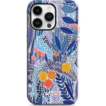 Pouzdro na mobilní telefon Odolný obal Mobiwear Elite Pro - Apple iPhone 14 Pro Max - EP03E Modrá květena (Odolné pouzdro, obal kryt Mobiwear Elite Pro - maximální ochrana mobilu, zesílené hrany, přesné výřezy, pohodlné držení, odolná grafika, kvalitní materiály)