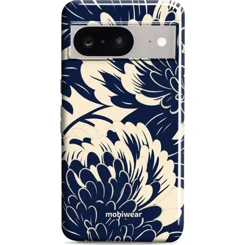 Pouzdro na mobilní telefon Odolný obal Mobiwear Elite Pro - Google Pixel 8 - EA40E Modré a béžové květy (Odolné pouzdro, obal kryt Mobiwear Elite Pro - maximální ochrana mobilu, zesílené hrany, přesné výřezy, pohodlné držení, odolná grafika, kvalitní materiály)