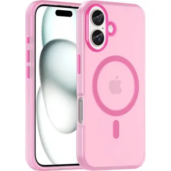 Pouzdro na mobilní telefon Matný průsvitný kryt s MagSafe pro iPhone 16 - růžový