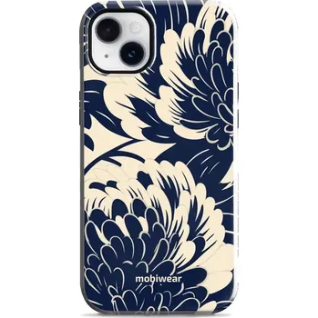 Pouzdro na mobilní telefon Odolný obal Mobiwear Elite Pro - Apple iPhone 14 Plus - EA40E Modré a béžové květy (Odolné pouzdro, obal kryt Mobiwear Elite Pro - maximální ochrana mobilu, zesílené hrany, přesné výřezy, pohodlné držení, odolná grafika, kvalitní materiály)