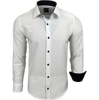 RUSTY NEAL košile pánská R-44 dlouhý rukáv slim fit bílá 3XL