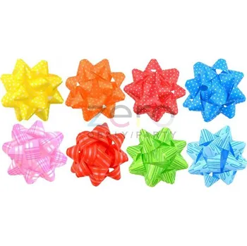 Stuha Hvězdička/rozeta 5 cm (20 ks) - mix s tiskem (pastelové)