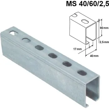 Stavební profil Montážní profil MS 40/ 60/3,0mm L=2m HDG