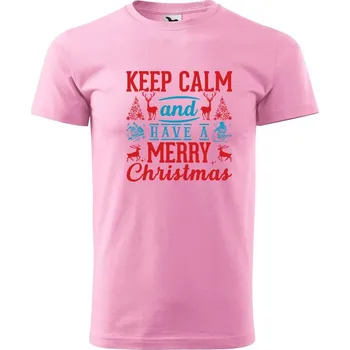 Pánské tričko DOBRÝ TRIKO Pánské tričko s potiskem Keep calm christmas Velikost: XS, Barva: Růžová