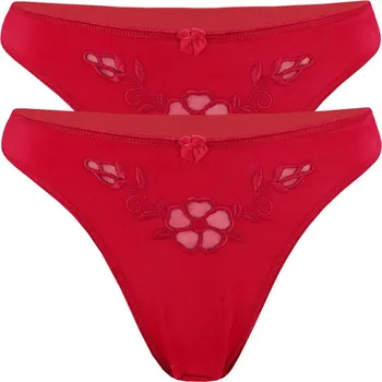 Body Ivana dámská tanga s výšivkou - 2bal XL červená