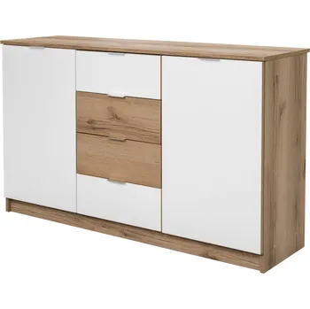 Komoda STO Komoda PANAMA, 130 cm Bílá/ Dub přírodní