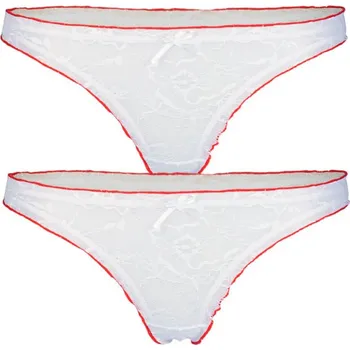 Kalhotky Petit průhledná nízká krajková tanga 2bal M bílá