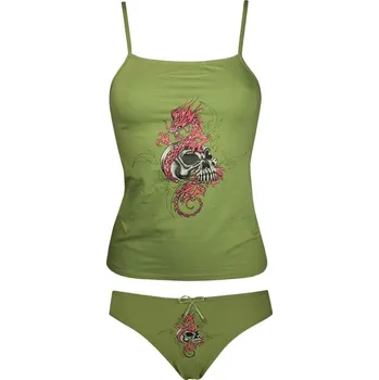 Kalhotky Draco - bavlněná košilka a kalhotky XL zelená