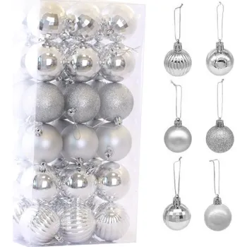 Vánoční dekorace JAKS Set stříbrných vánočních ozdob 36 prvků